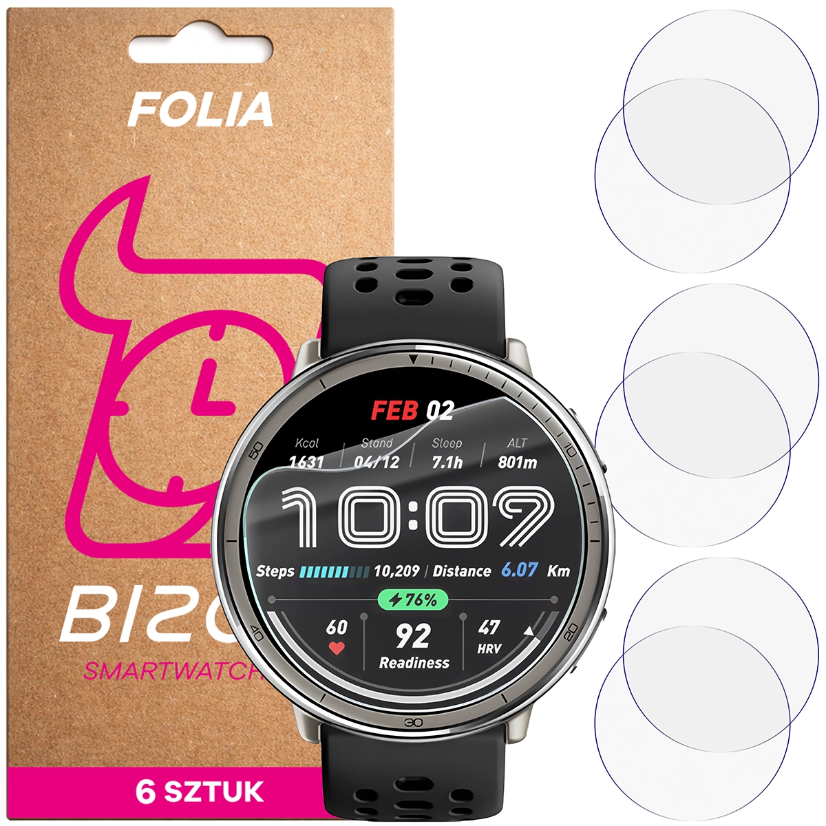 Folia hydrożelowa Bizon Watch Film HydroFlex dla Amazfit Active 2