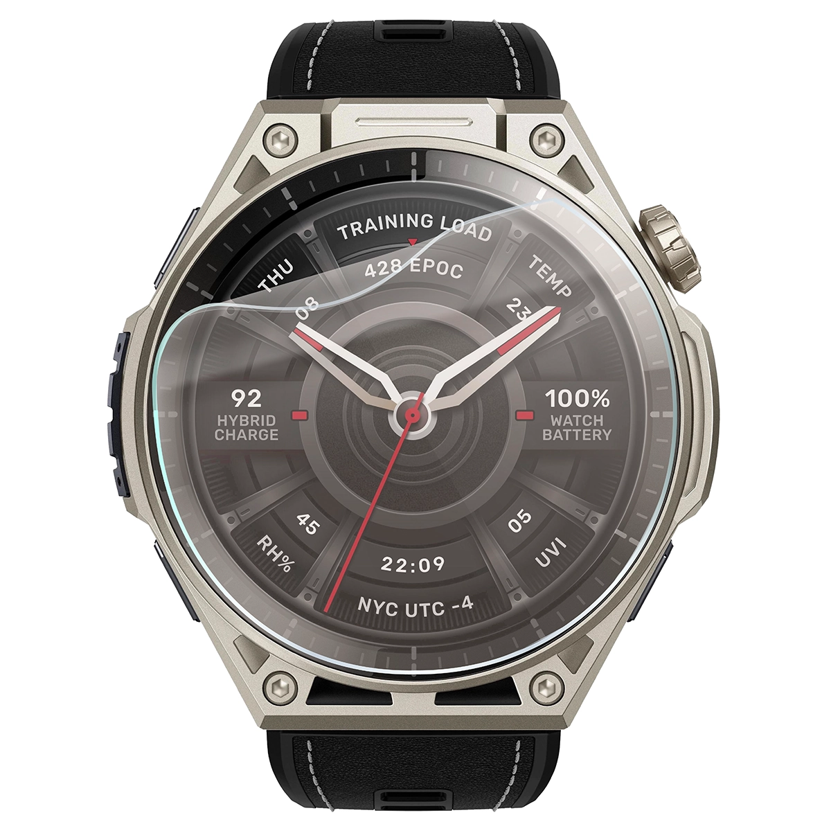 Smartwatch z nałożoną folią ochronną Bizon Watch Film Matte Duo do Amazfit Balance Ultra
