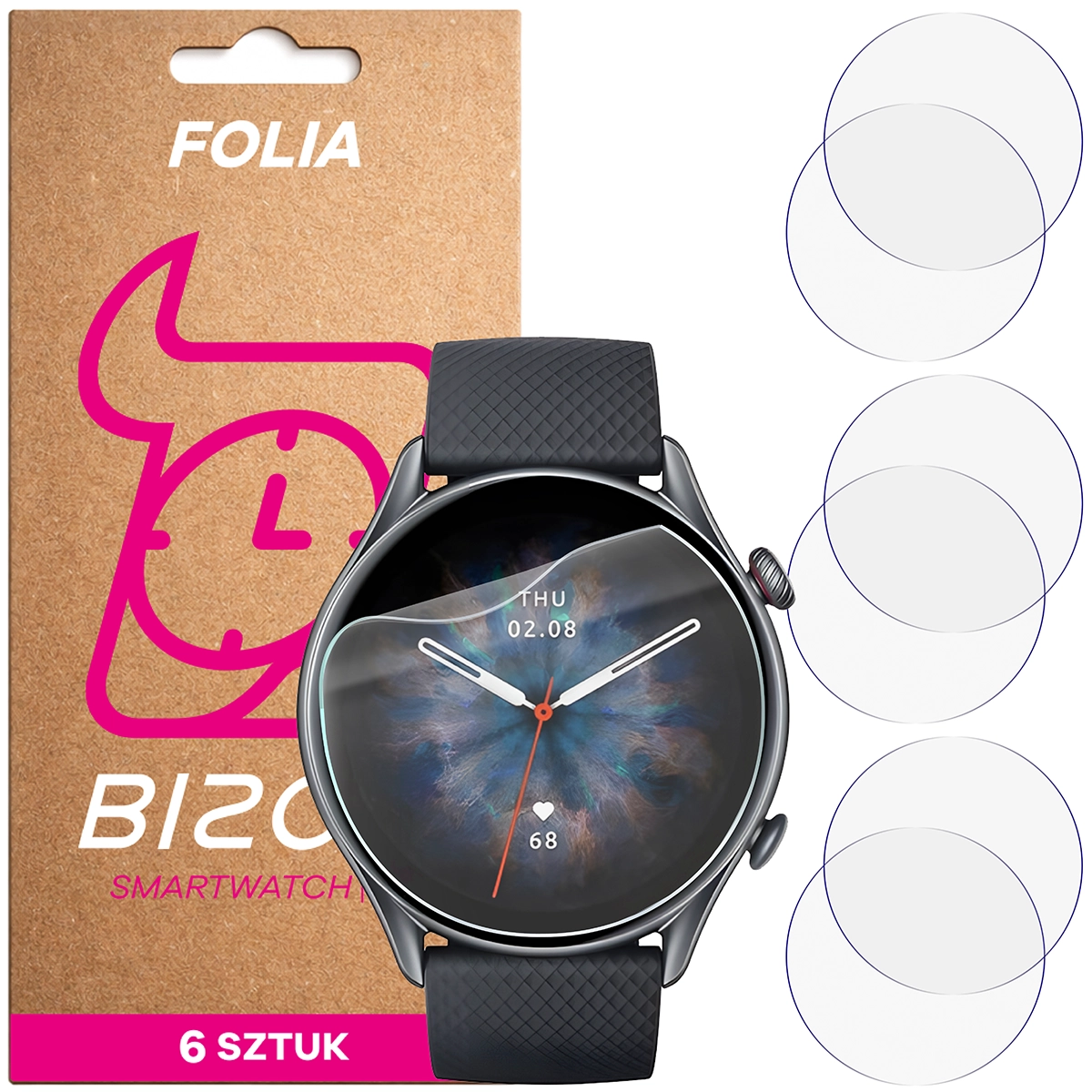 Folia hydrożelowa Bizon Watch Film HydroFlex dla Amazfit GTR 3 Pro