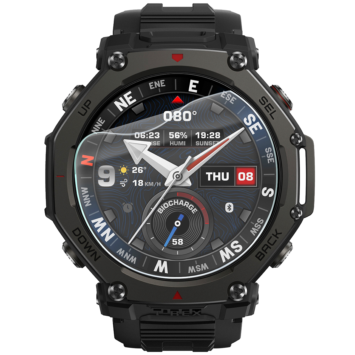 Folia hydrożelowa Bizon Watch Film HydroFlex do Amazfit T-Rex 3 Pro 48 mm na zegarku