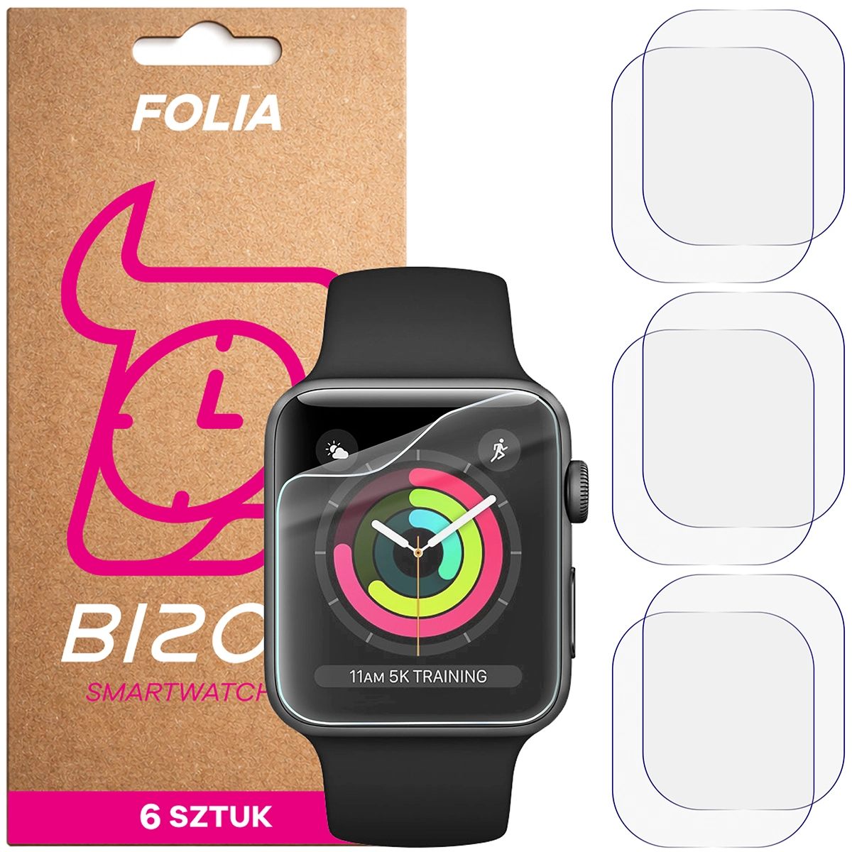 Folia hydrożelowa Bizon Watch Film HydroFlex dla Apple Watch 3 / 2 / 1 42 mm