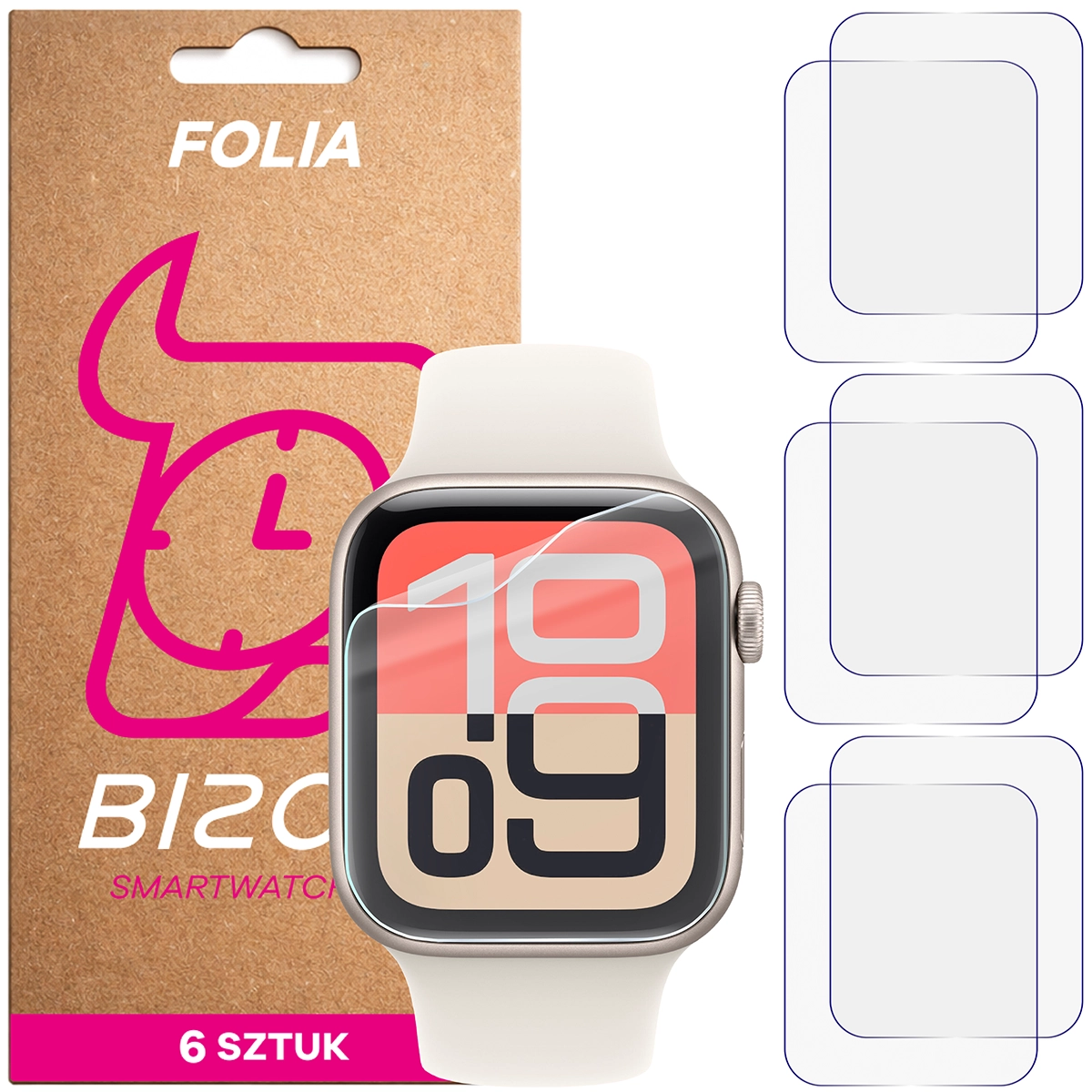 Folia hydrożelowa Bizon Watch Film HydroFlex dla Apple Watch 4/5/6/7/8/9/SE/SE 2/SE3 44 / 45 mm