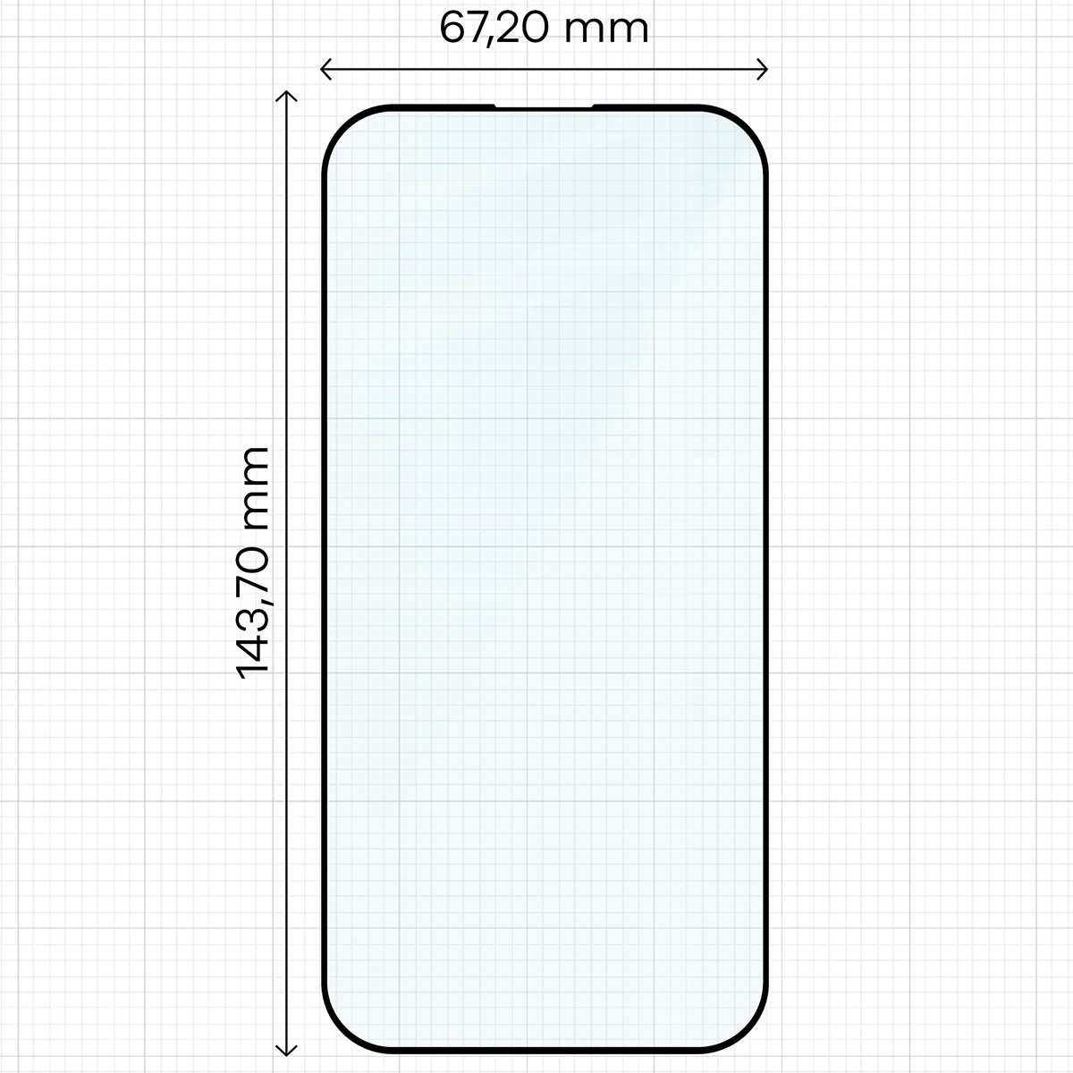 Wymiary szkła na miarce dla Apple iPhone 15 Pro
