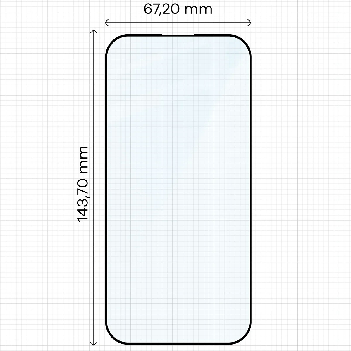 Wymiary szkła na miarce dla Apple iPhone 15 Pro