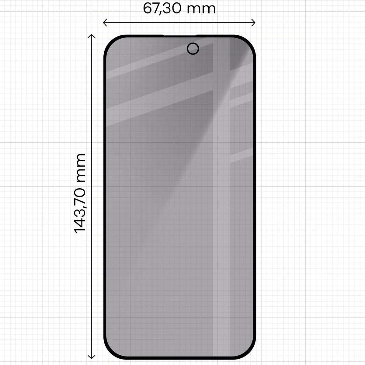 Wymiary szkła na miarce dla Apple iPhone 15 Pro