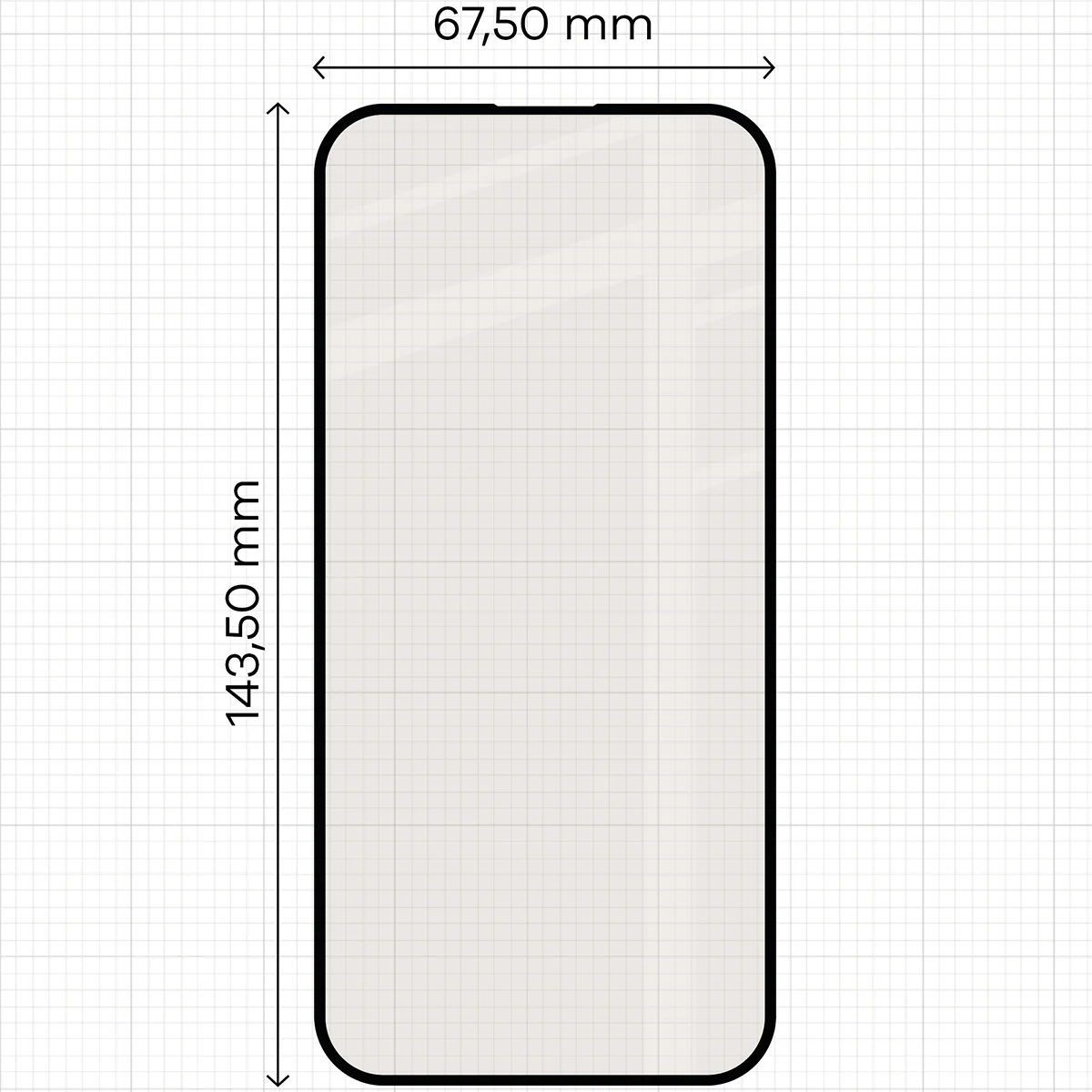 Miarka z wymiarami szkła matowego Bizon Glass Matte do Apple iPhone 15 Pro