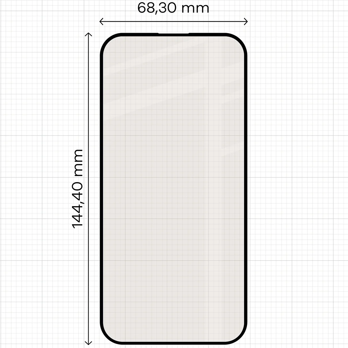 Miarka z wymiarami szkła matowego Bizon Glass Matte Duo do Apple iPhone 15 / Apple iPhone 16