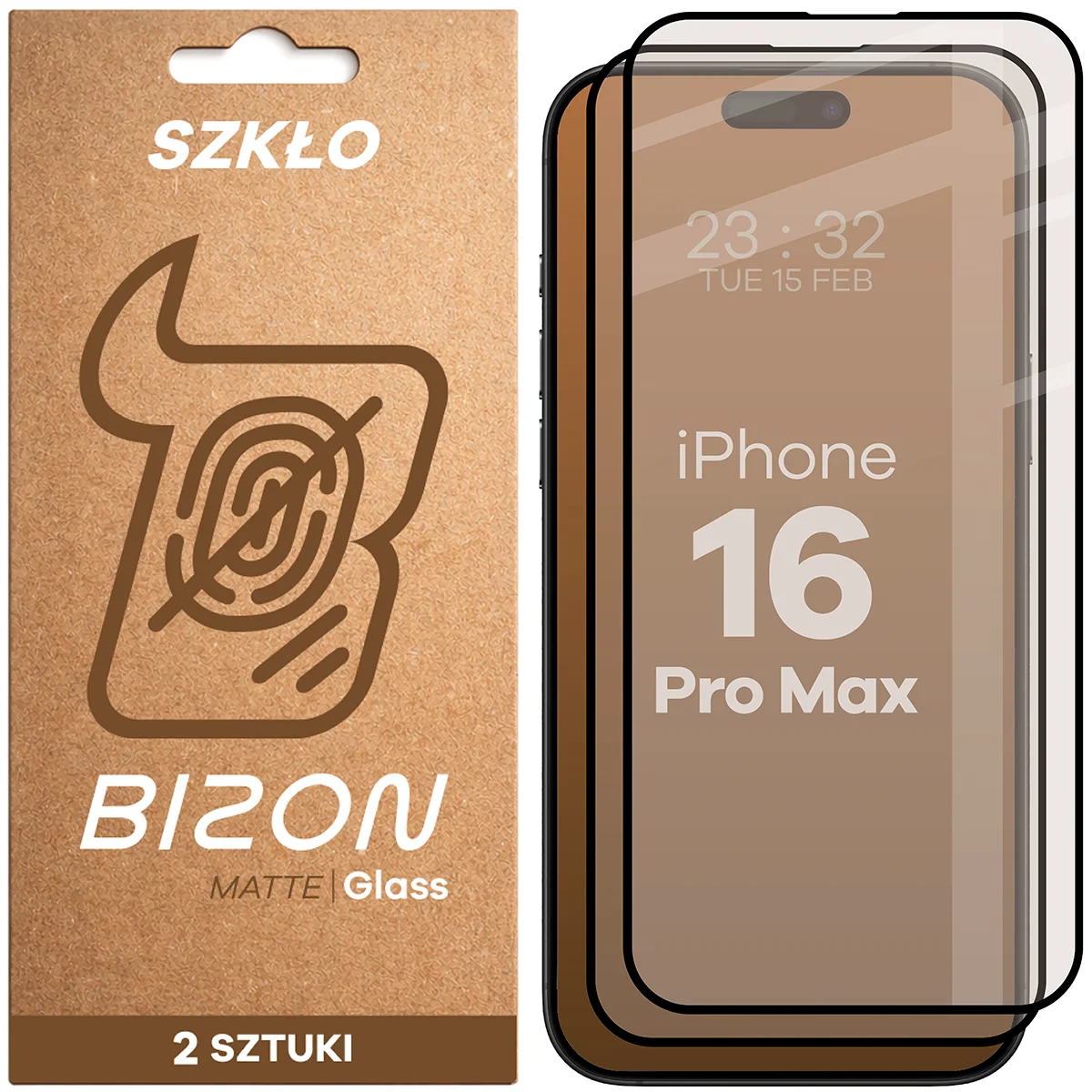 Szkło matowe na ekran Bizon Glass Matte Duo do Apple iPhone 16 Pro Max, 2 sztuki