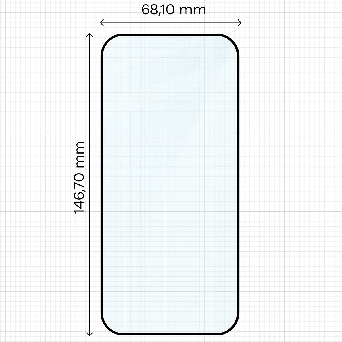 Wymiary szkła na miarce dla Apple iPhone 16 Pro