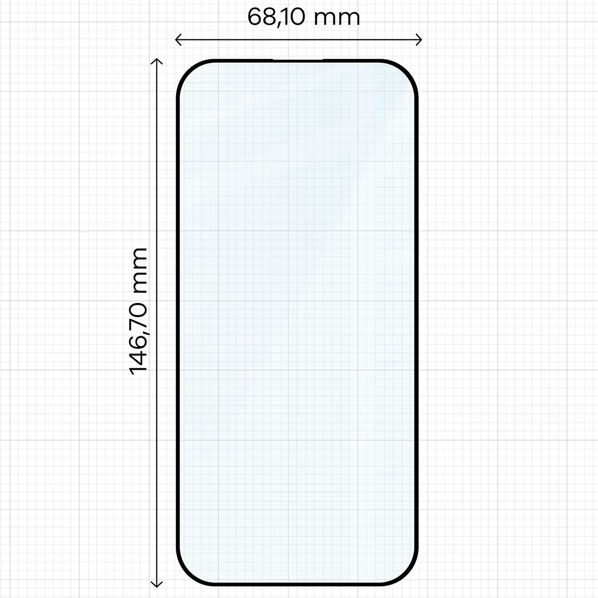 Wymiary szkła na miarce dla Apple iPhone 16 Pro
