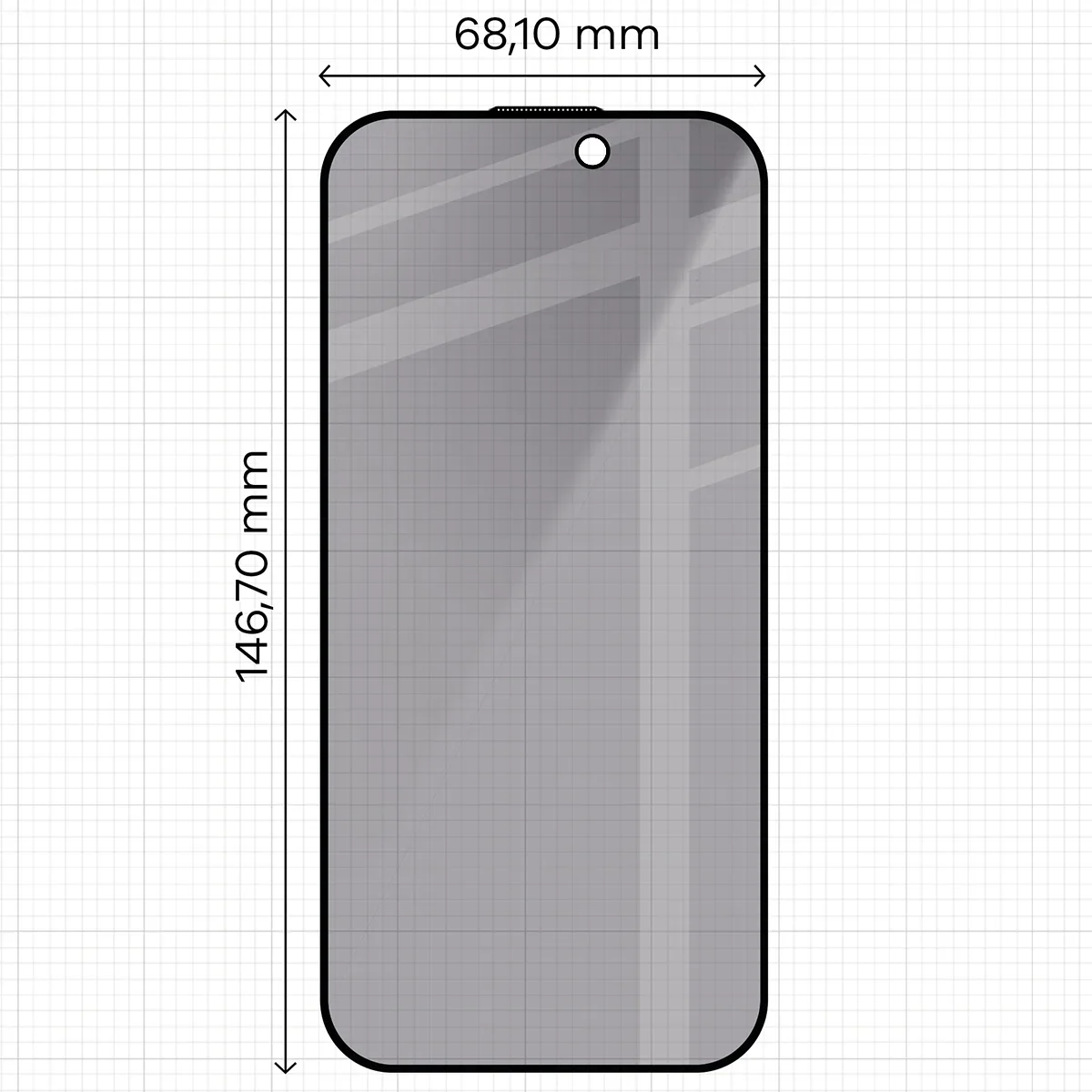 Wymiary szkła na miarce dla Apple iPhone 16 Pro