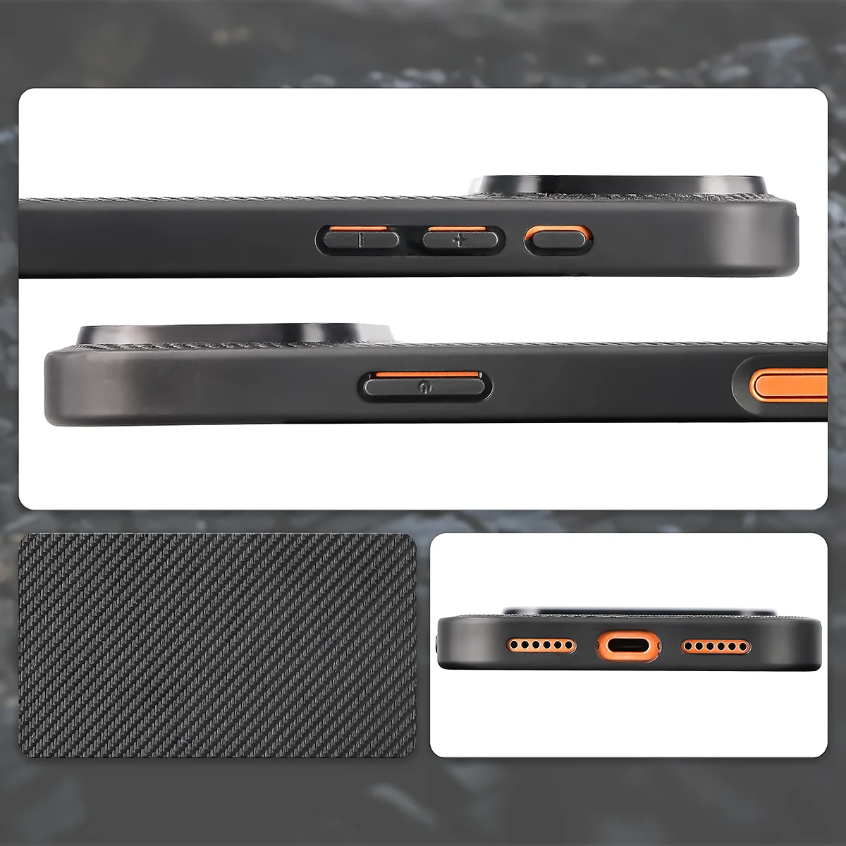 Wycięcia, zintegrowane osłony i struktura etui Bizon Case CarbO do Apple iPhone 17 Pro Max