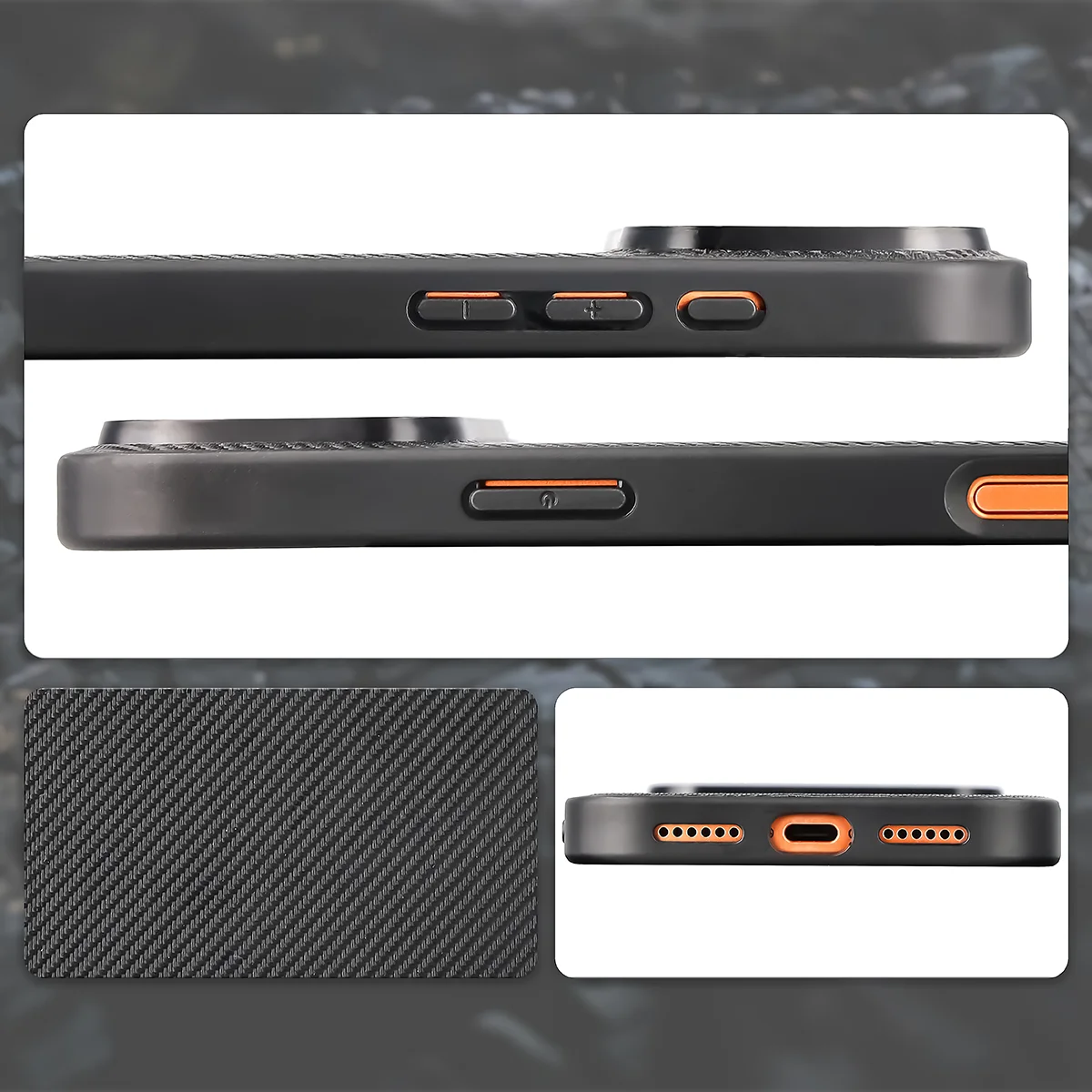 Wycięcia, zintegrowane osłony i struktura etui Bizon Case CarbO do Apple iPhone 18 Pro Max / 17 Pro Max