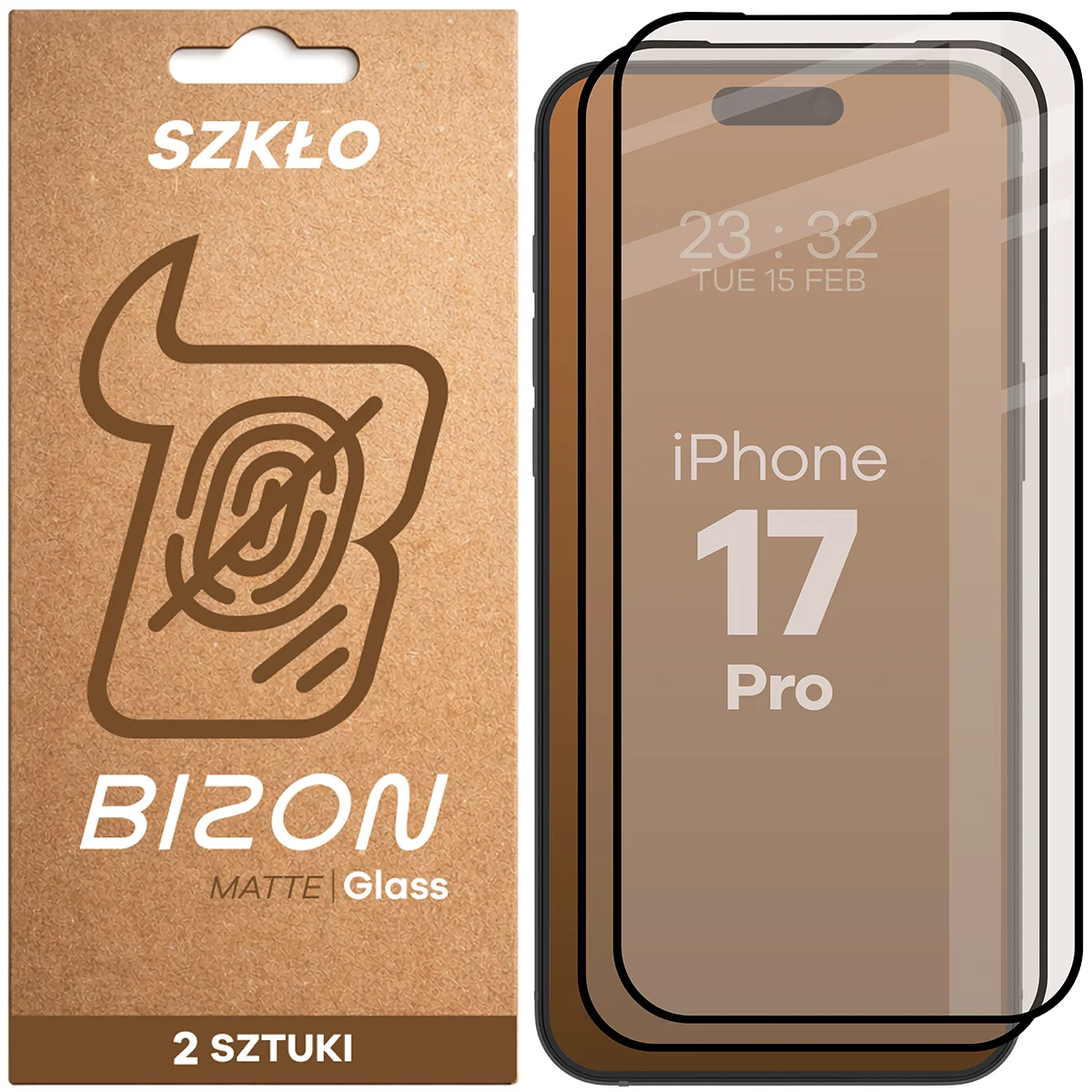 Szkło matowe na ekran Bizon Glass Matte Duo do Apple iPhone 17 Pro, 2 sztuki