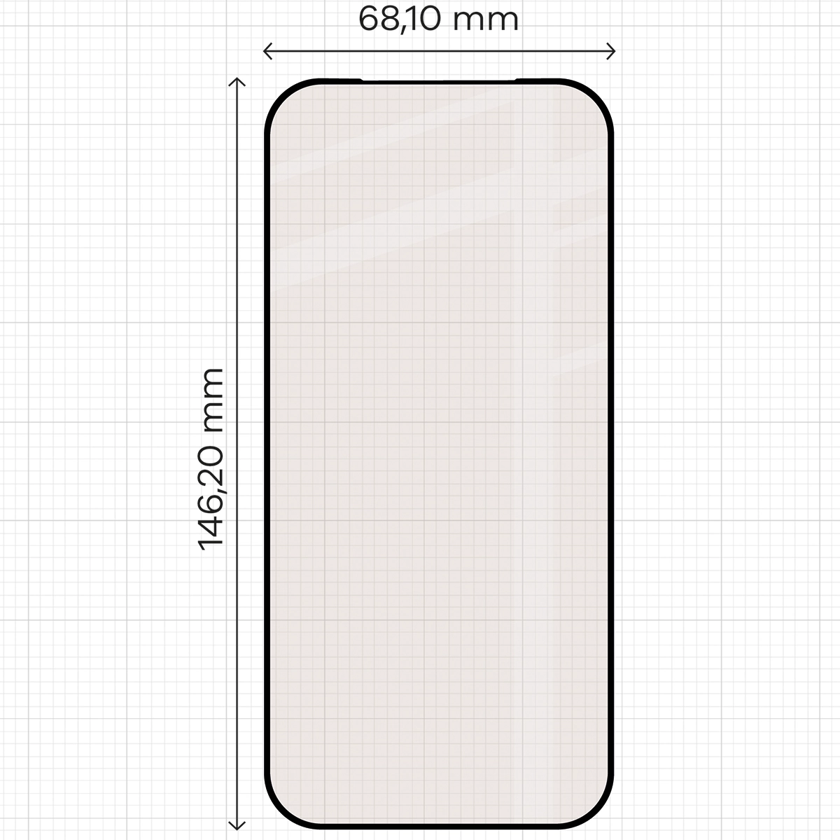 Miarka z wymiarami szkła matowego Bizon Glass Matte Duo do Apple iPhone 17 Pro