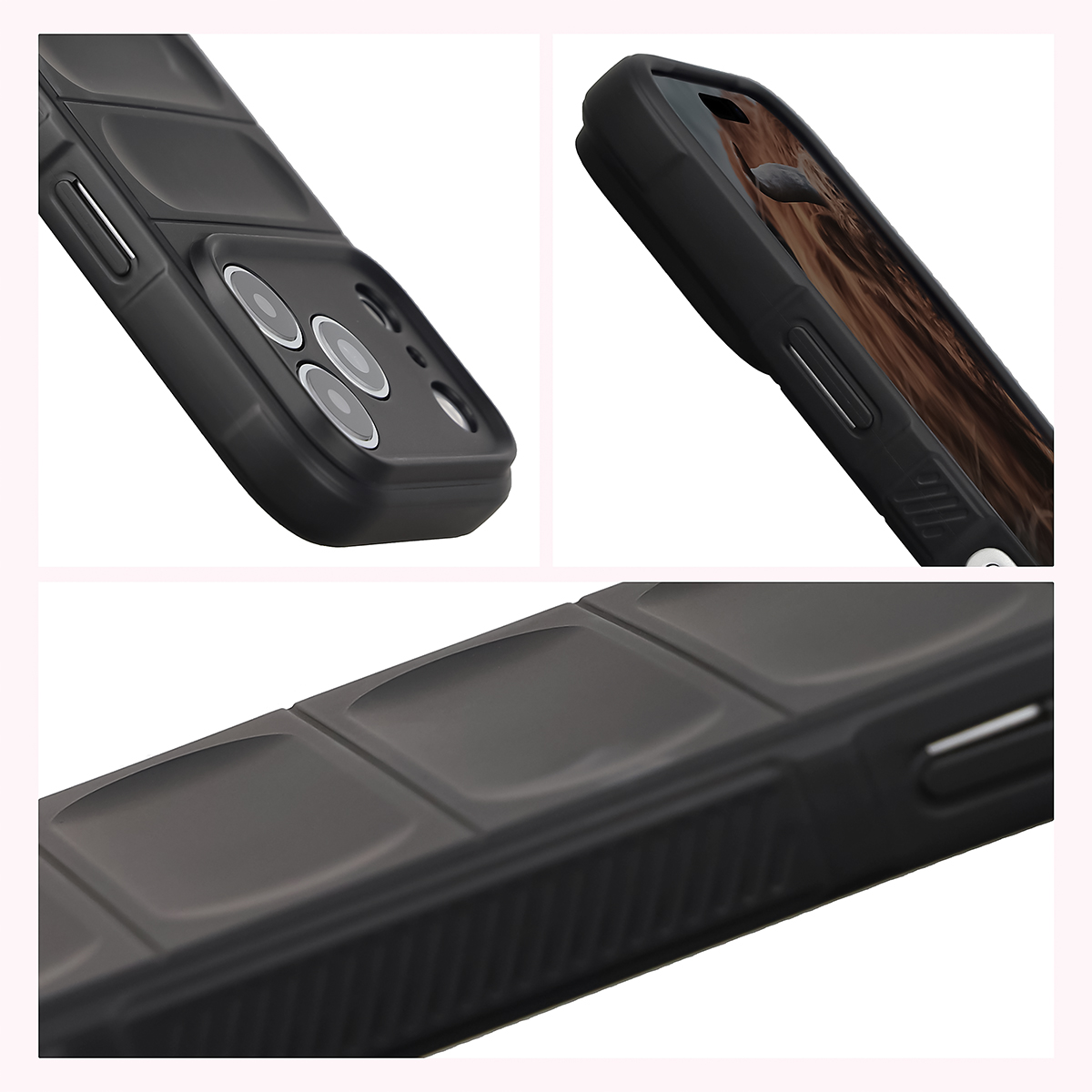 Podwyższone krawędzie i antypoślizgowa powierzchnia w etui Bizon Case Tur do Apple iPhone 17 Pro
