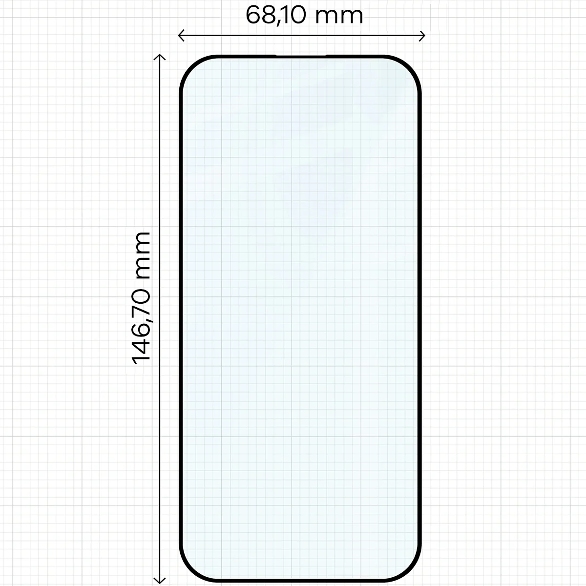 Wymiary szkła na miarce dla Apple iPhone 17