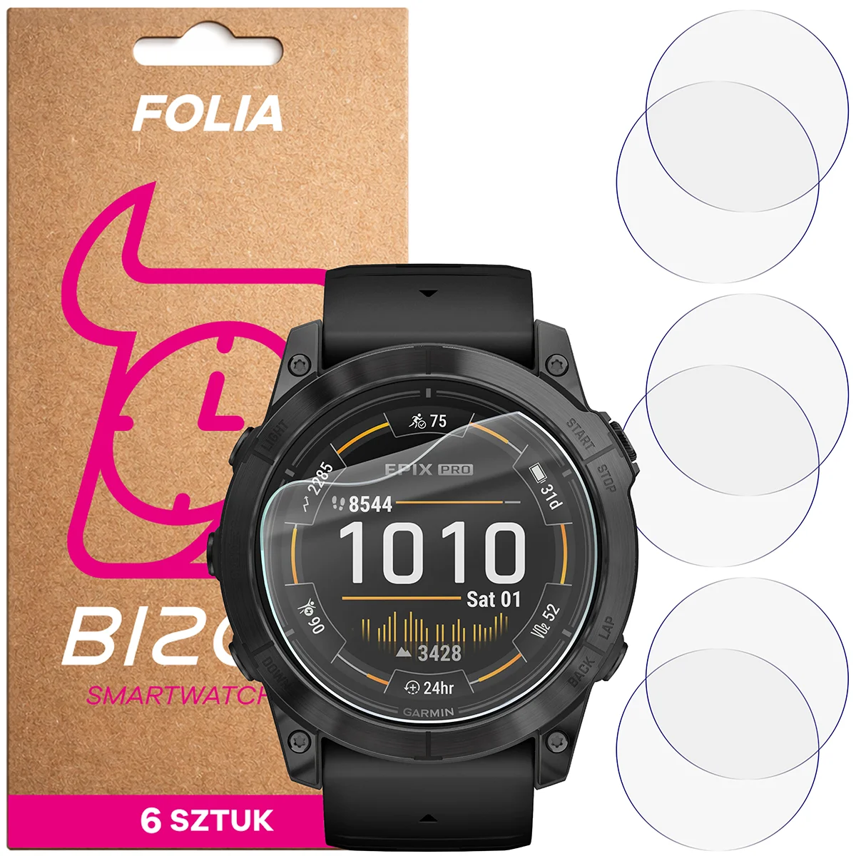 Folia hydrożelowa Bizon Watch Film HydroFlex dla Garmin Epix Pro 2 gen. 51 mm