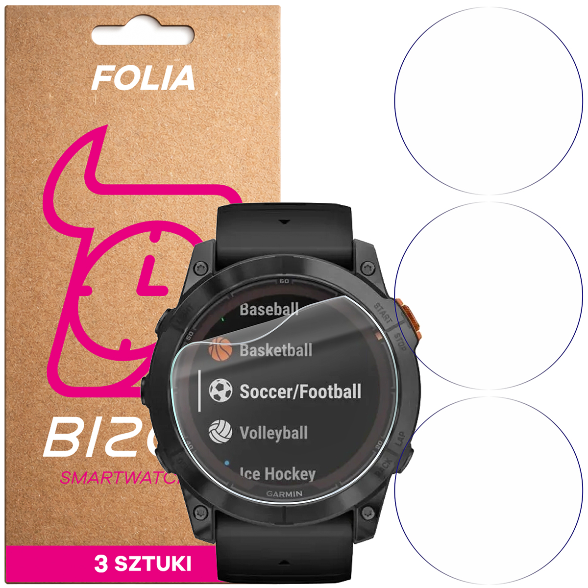 Folia hydrożelowa Bizon Watch Film HydroFlex dla Garmin Fenix 7X Pro Solar 51 mm