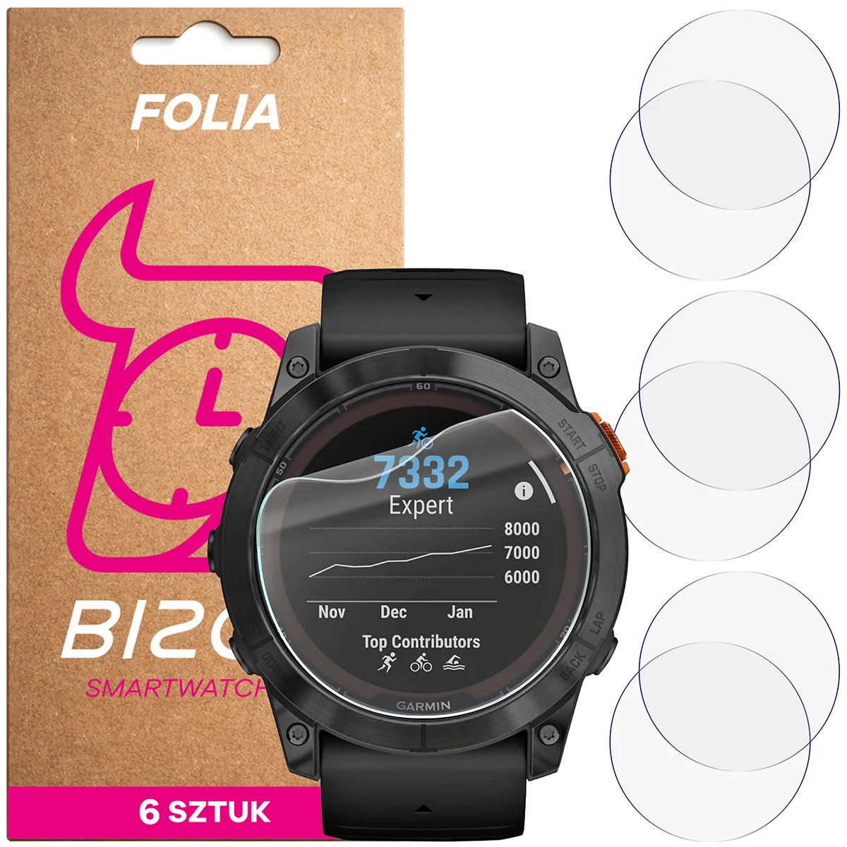 Folia hydrożelowa Bizon Watch Film HydroFlex dla Garmin Fenix 7X Pro 51 mm