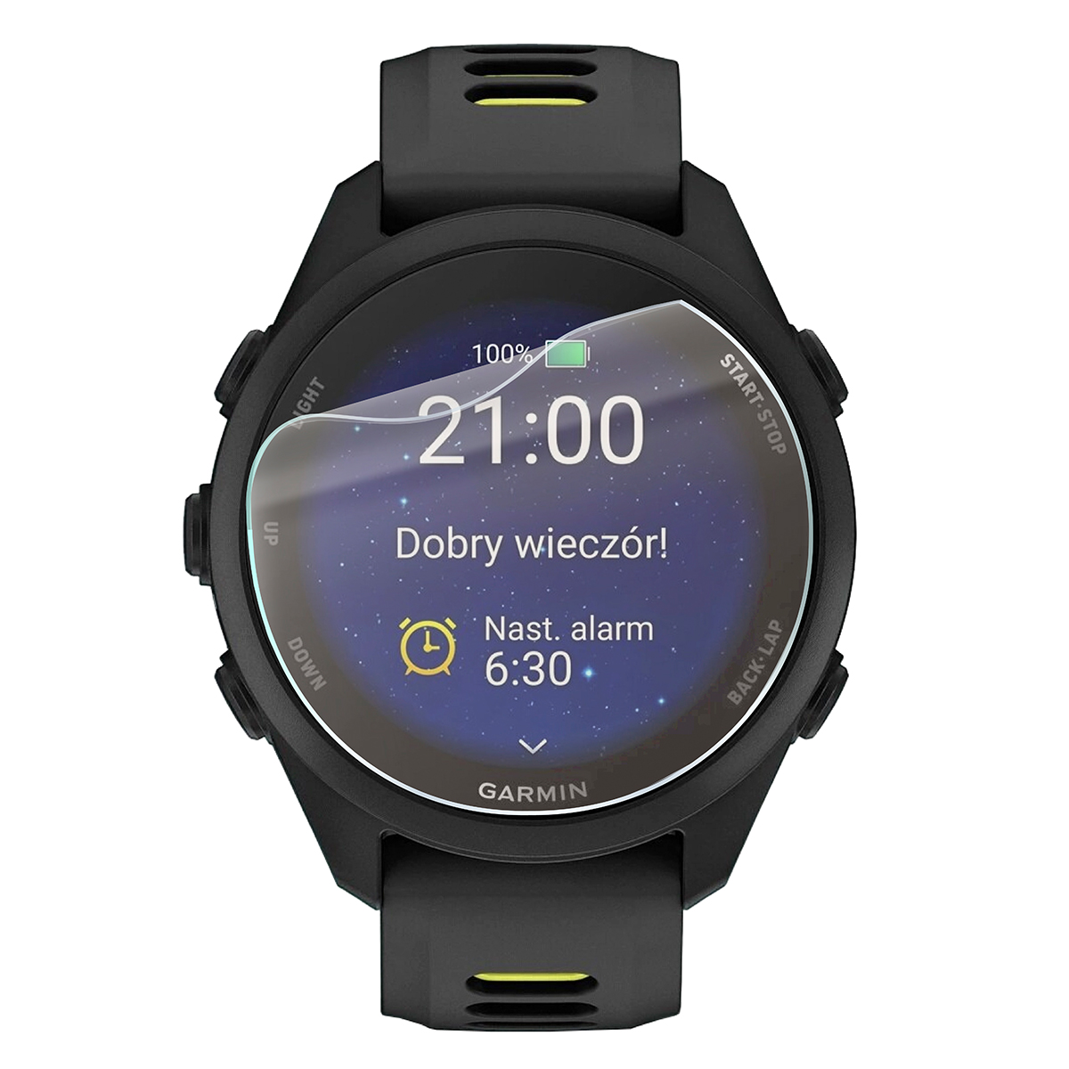 Smartwatch z nałożoną folią ochronną Bizon Watch Film Matte Duo do Garmin Forerunner 170