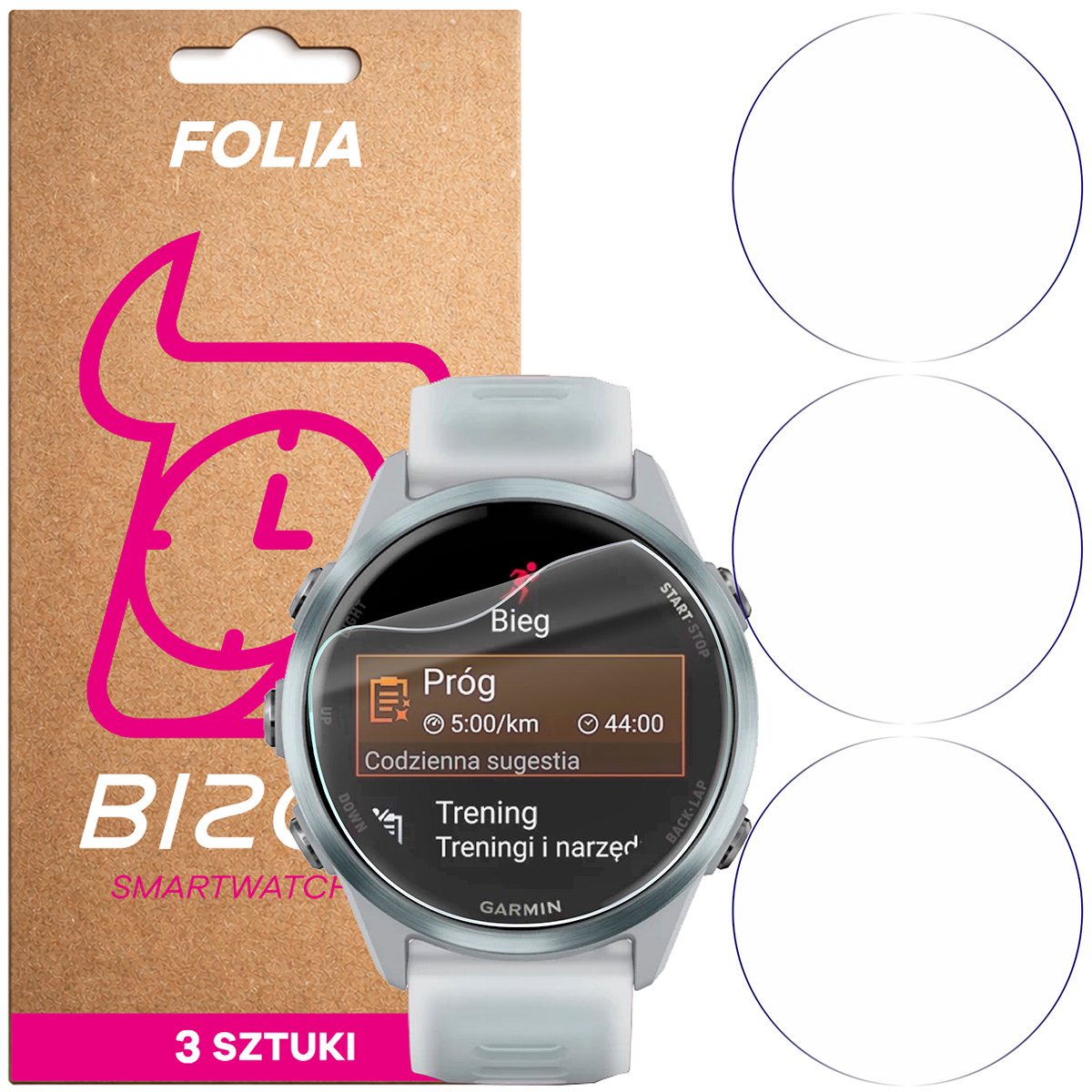Folia hydrożelowa Bizon Watch Film HydroFlex dla Garmin Forerunner 570 42 mm