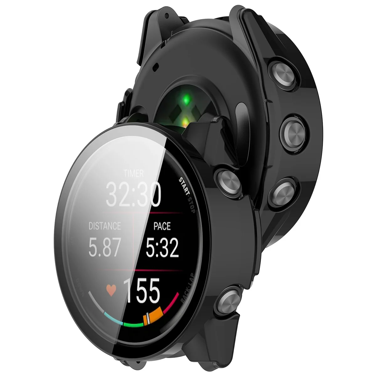 Etui z wbudowanym szkłem Bizon Case Watch Adamo do Garmin Forerunner 70 / 170 / 170 Music
