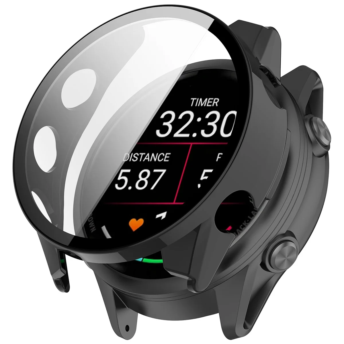 Wizualizacja nakładania etui Bizon Case Watch Adamo do Garmin Forerunner 70 / 170 / 170 Music