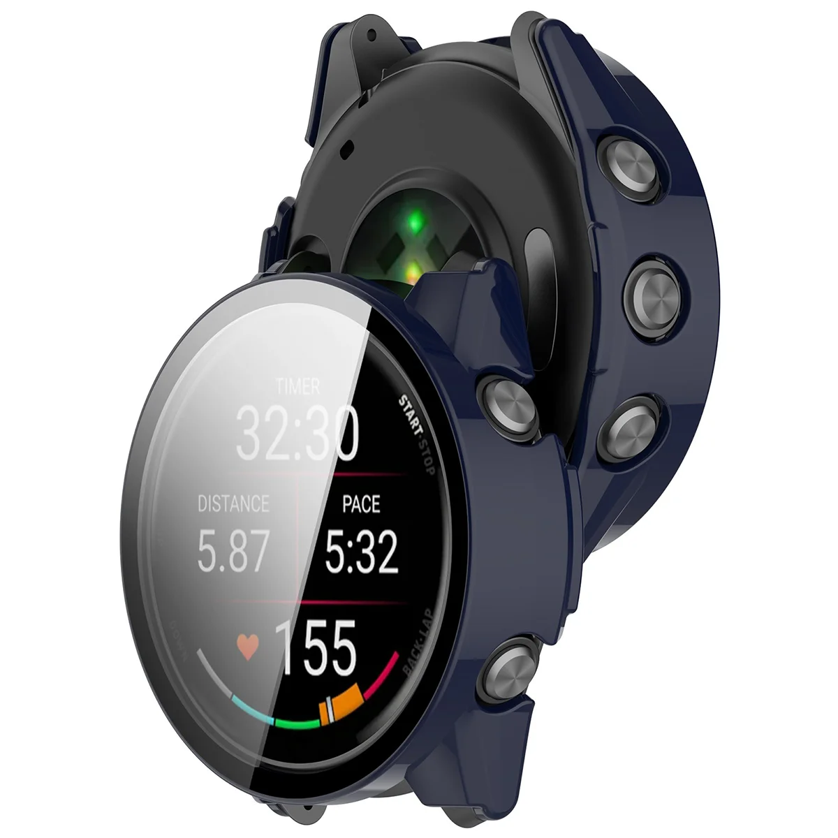 Etui z wbudowanym szkłem Bizon Case Watch Adamo do Garmin Forerunner 70 / 170 / 170 Music