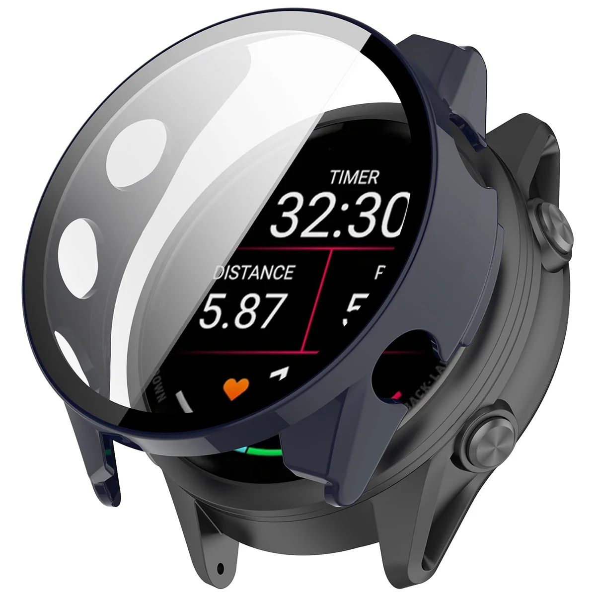 Wizualizacja nakładania etui Bizon Case Watch Adamo do Garmin Forerunner 70 / 170 / 170 Music