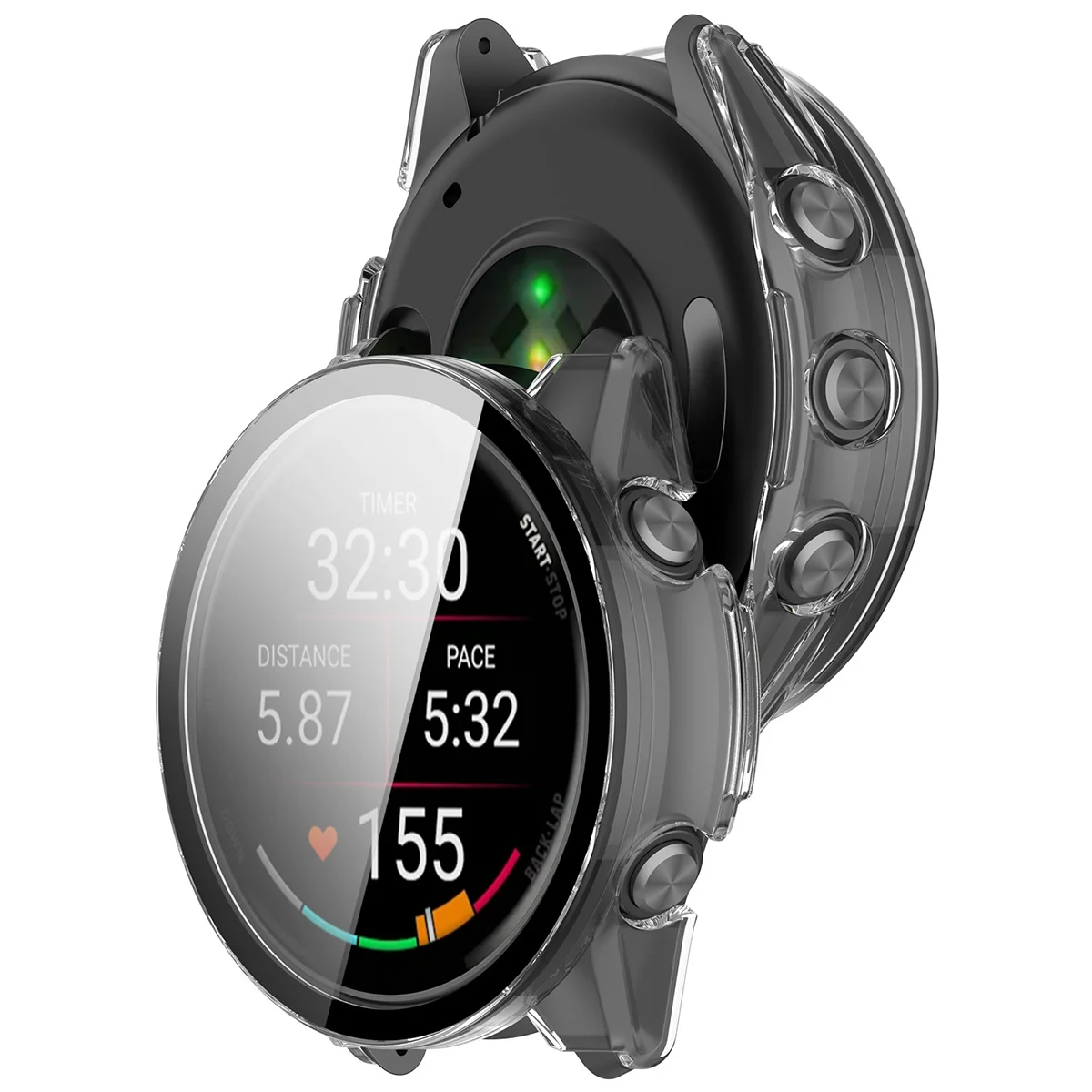 Etui z wbudowanym szkłem Bizon Case Watch Adamo do Garmin Forerunner 70 / 170 / 170 Music