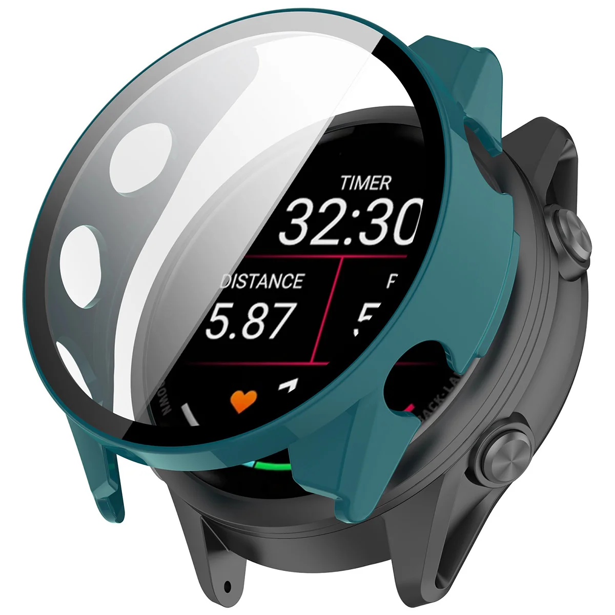 Wizualizacja nakładania etui Bizon Case Watch Adamo do Garmin Forerunner 70 / 170 / 170 Music