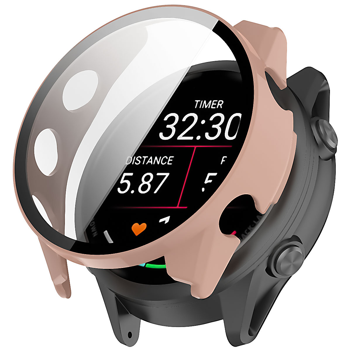 Wizualizacja nakładania etui Bizon Case Watch Adamo do Garmin Forerunner 70 / 170 / 170 Music