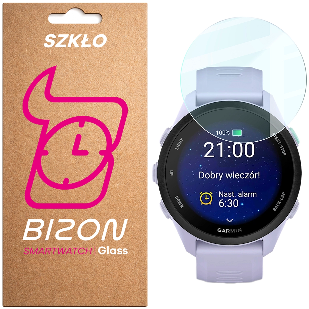 Szkło hartowane Bizon Watch Glass Clear do Garmin Forerunner 70 / 170 / 170 Music