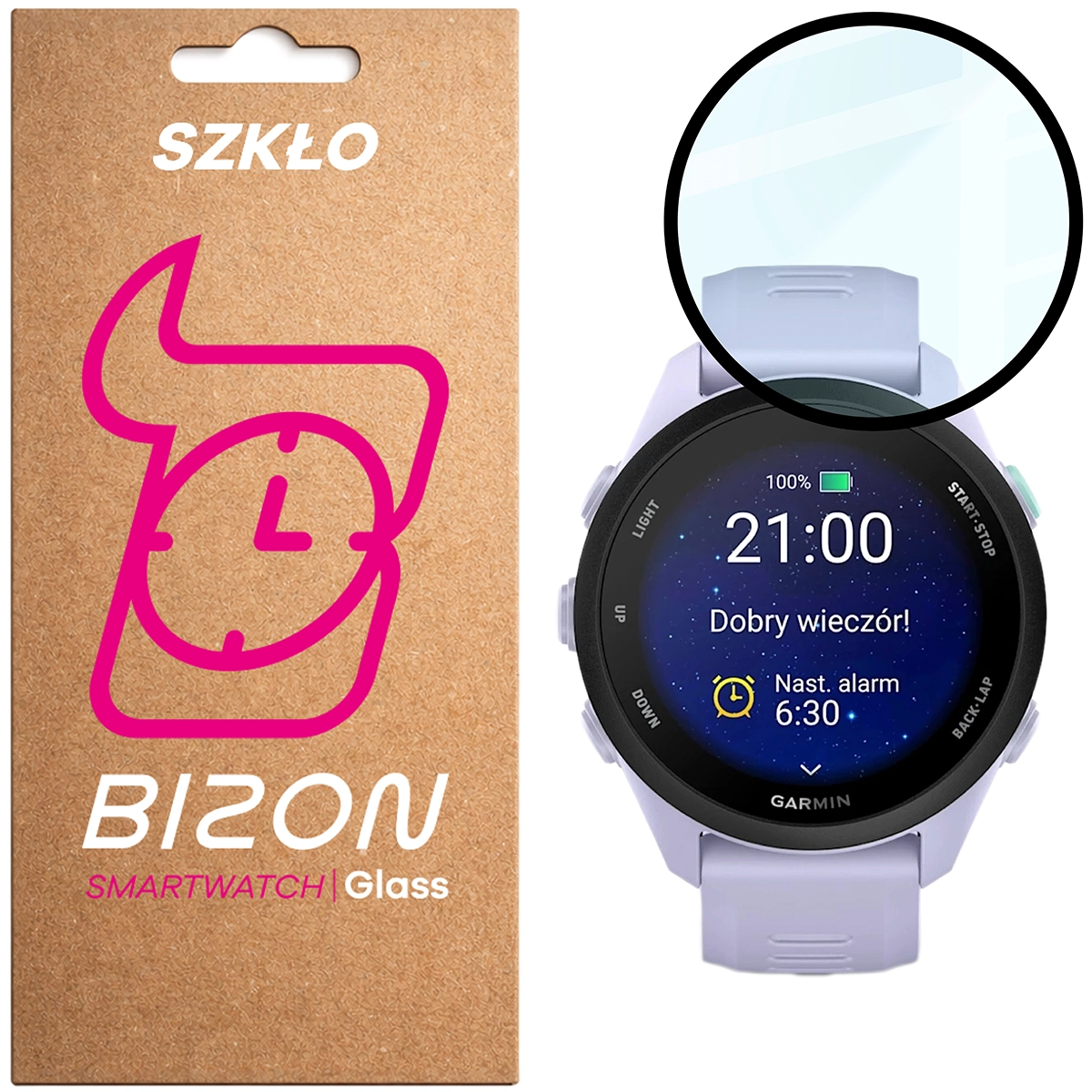 Szkło hybrydowe na smartwatch Bizon Glass Watch Edge dla Garmin Forerunner 70 / 170 / 170 Music