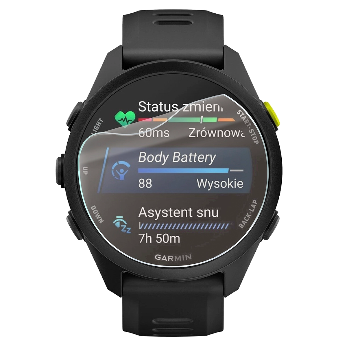 Smartwatch z nałożoną folią ochronną Bizon Watch Film Matte Duo do Garmin Forerunner 70