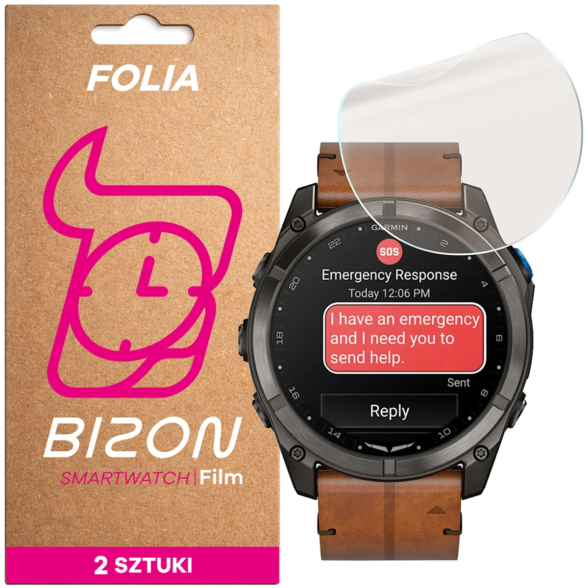 Folia matowa na ekran Bizon Watch Film Matte Duo do Garmin D2 Mach 2 Pro, 2 sztuki