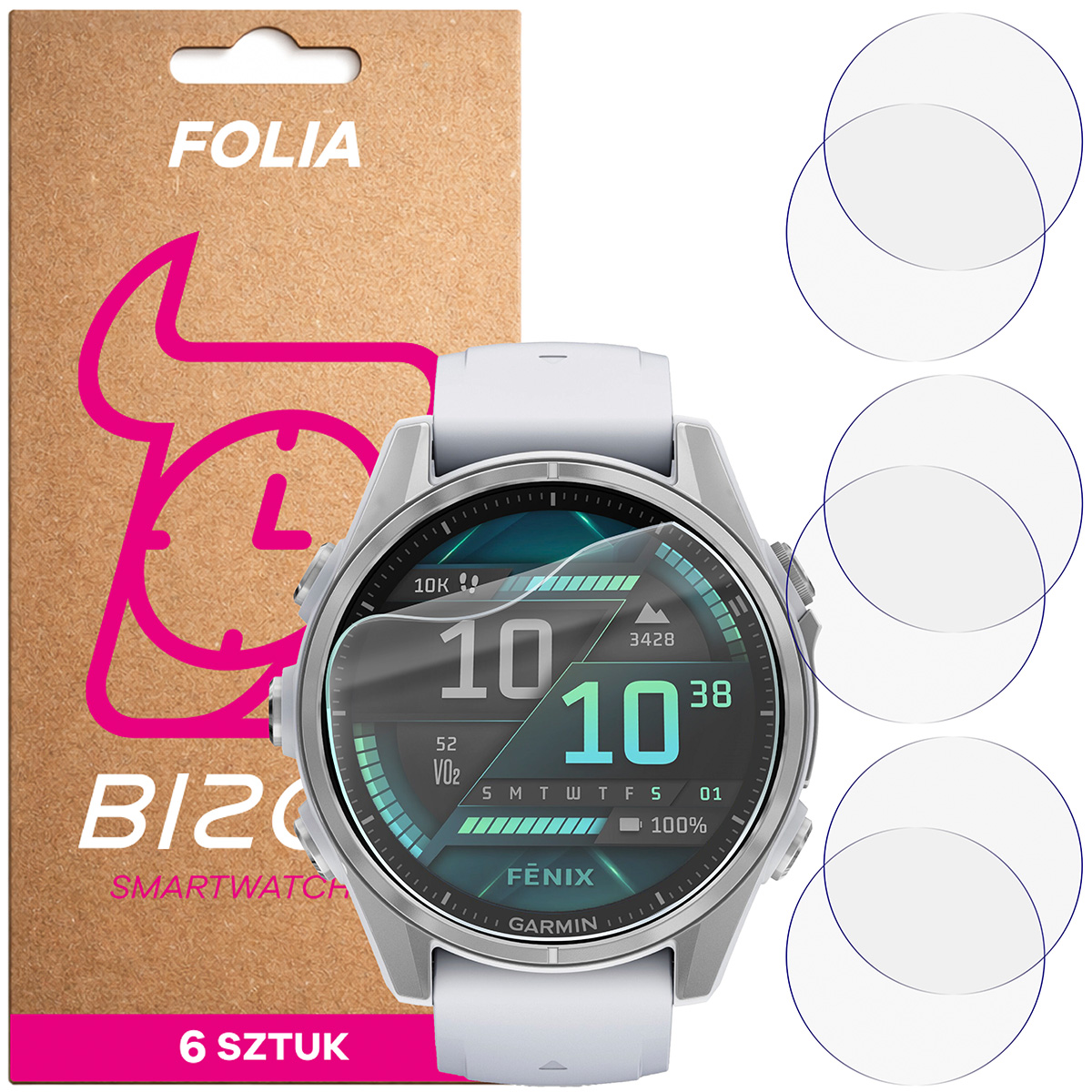 Folia hydrożelowa Bizon Watch Film HydroFlex dla Garmin Fenix 8 AMOLED 43 mm