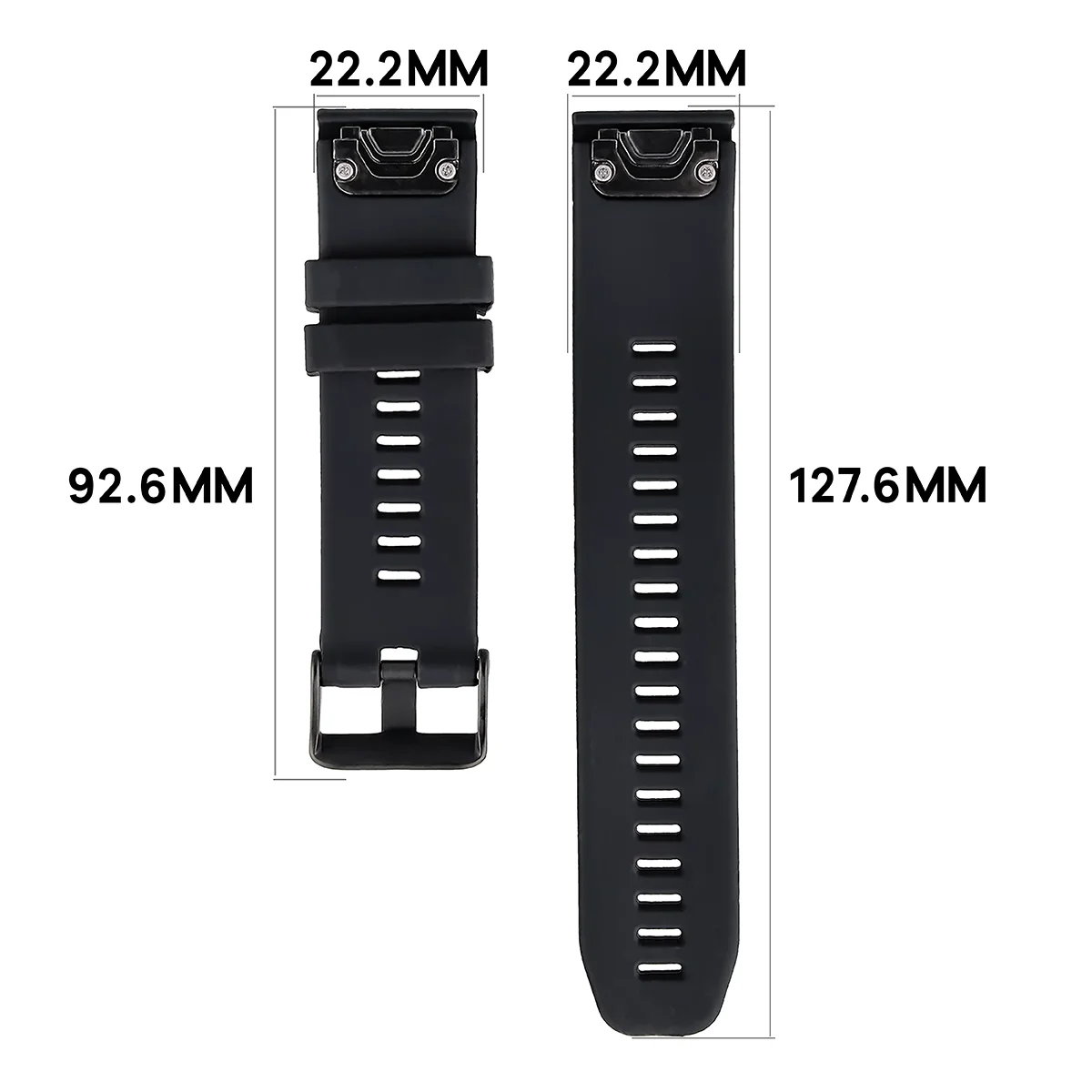 Wymiary Paska Bizon Strap Watch Silicone Plus do Garmin QuickFit 22 mm