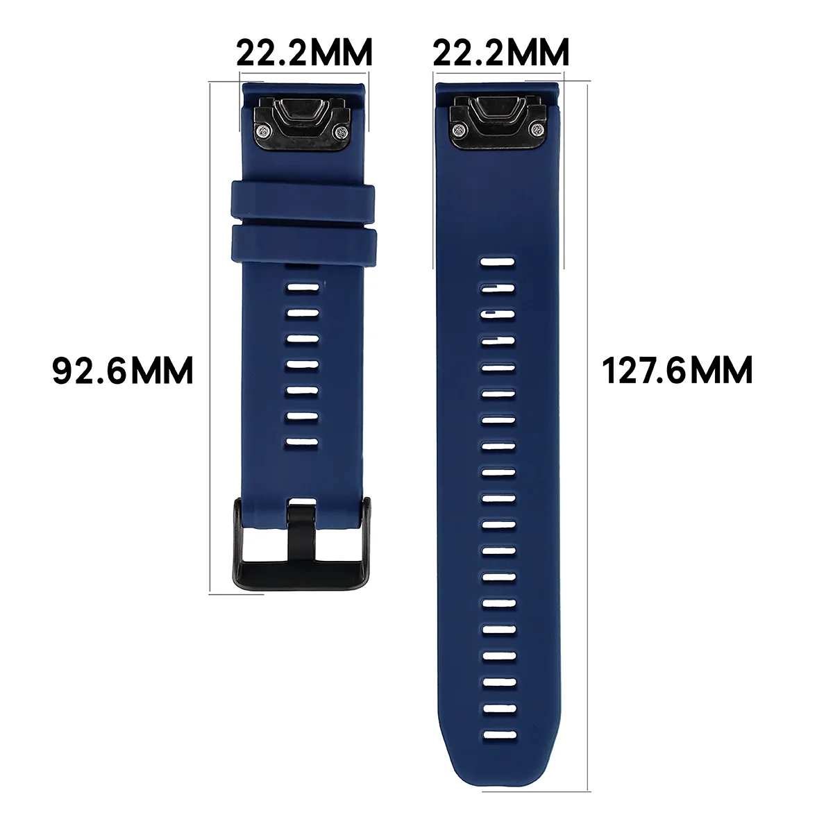 Wymiary Paska Bizon Strap Watch Silicone Plus do Garmin QuickFit 22 mm