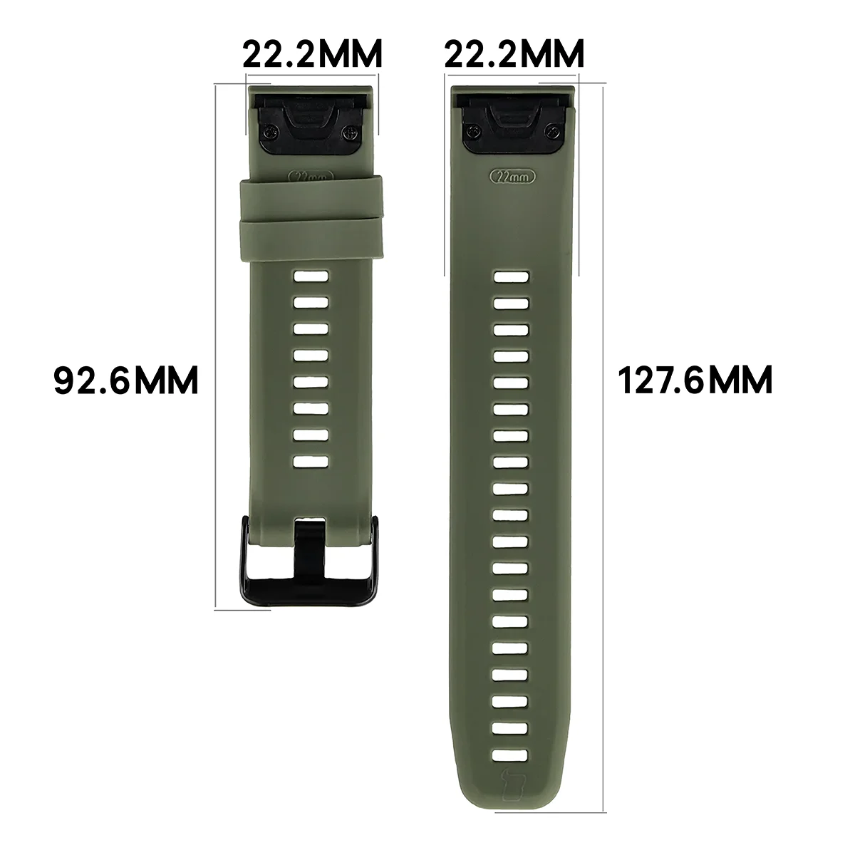 Wymiary Paska Bizon Strap Watch Silicone Plus do Garmin QuickFit 22 mm
