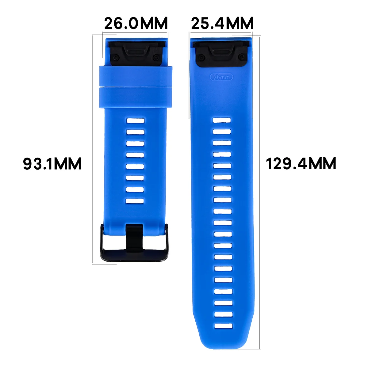 Wymiary Paska Bizon Strap Watch Silicone Plus do Garmin QuickFit 26 mm