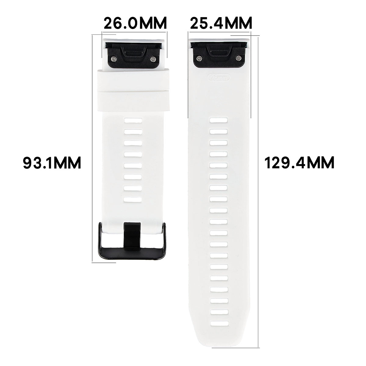 Wymiary Paska Bizon Strap Watch Silicone Plus do Garmin QuickFit 26 mm
