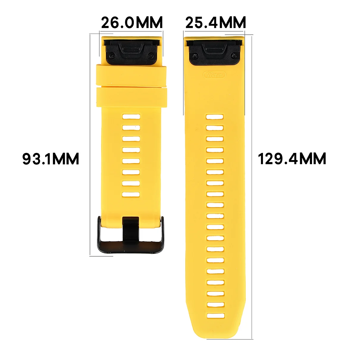 Wymiary Paska Bizon Strap Watch Silicone Plus do Garmin QuickFit 26 mm