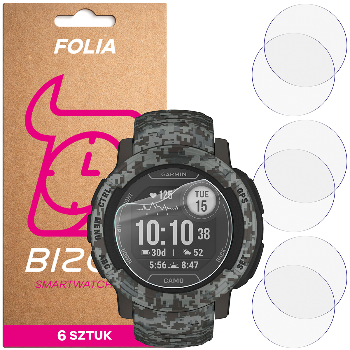 Folia hydrożelowa Bizon Watch Film HydroFlex dla Garmin Instinct 2X Solar