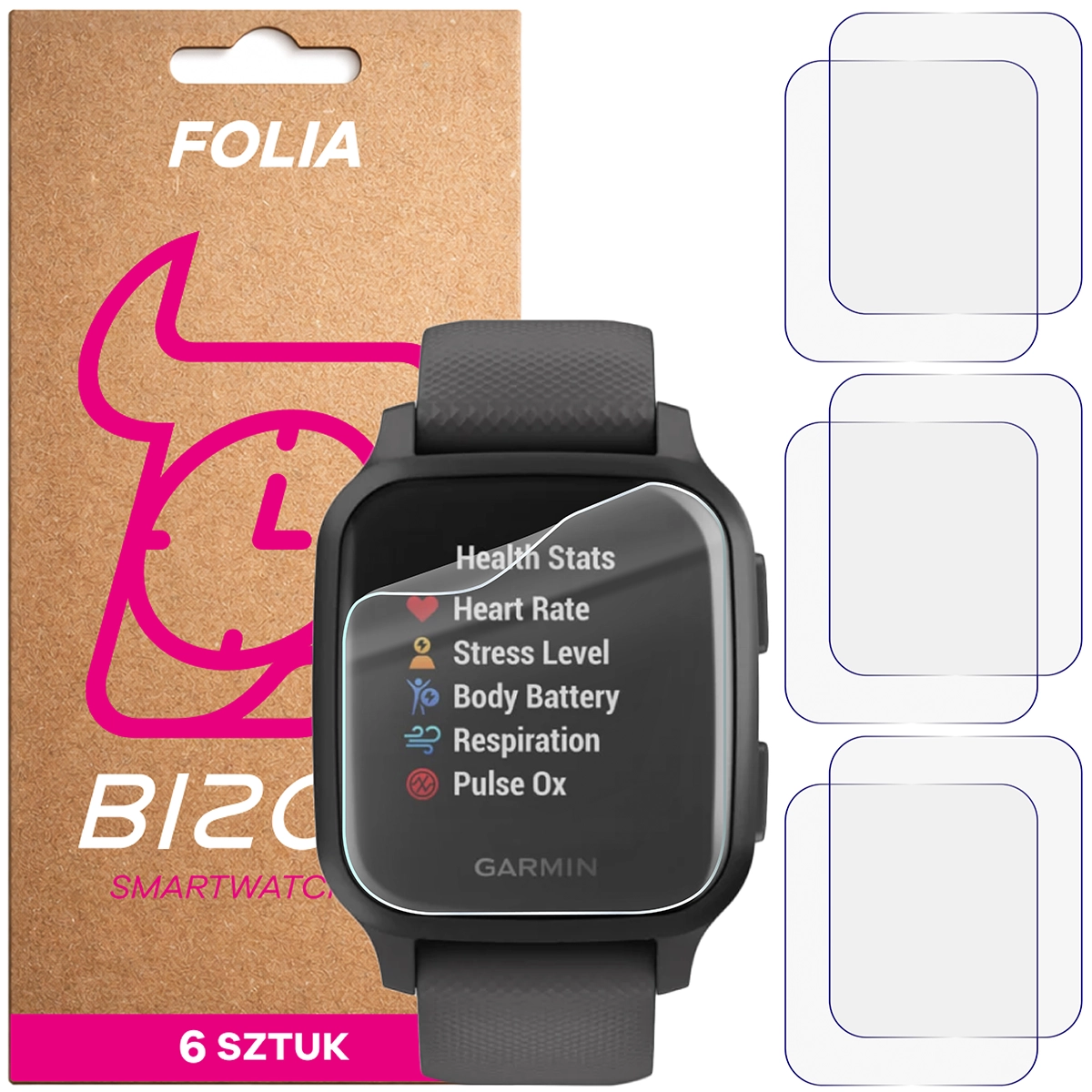 Folia hydrożelowa Bizon Watch Film HydroFlex dla Garmin Venu Sq