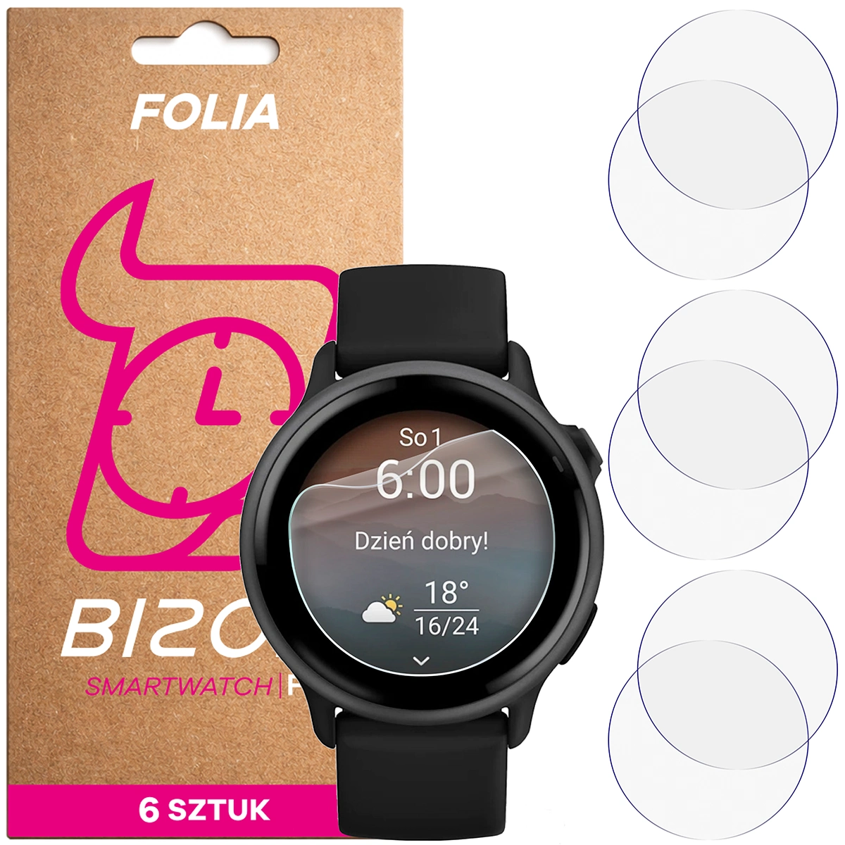 Folia hydrożelowa Bizon Watch Film HydroFlex dla Garmin Vivoactive 6