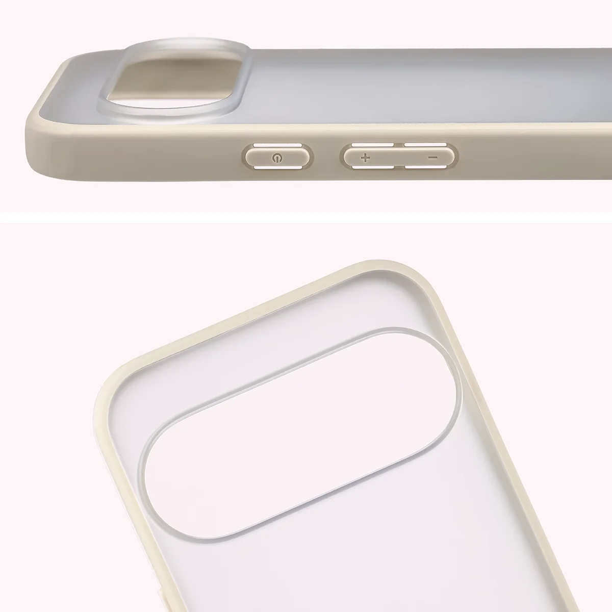 Pełne wycięcie i podwyższone krawędzie aparatu w etui Bizon Case Angelo do Google Pixel 11 Pro XL / 10 Pro XL