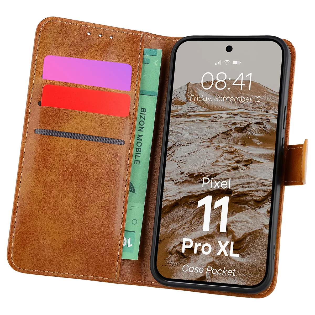 Etui z klapką z miejscem na karty Bizon Case Pocket do Google Pixel 11 Pro XL