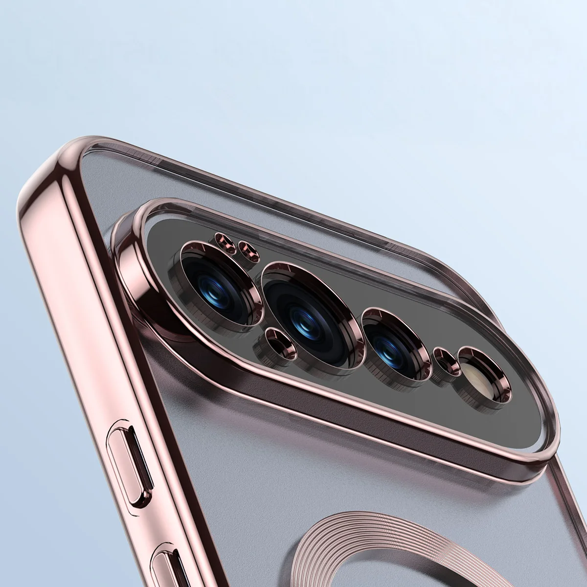 Zbliżenie na wbudowaną ochronę aparatu w Bizon Case EduardO do Google Pixel 11 Pro